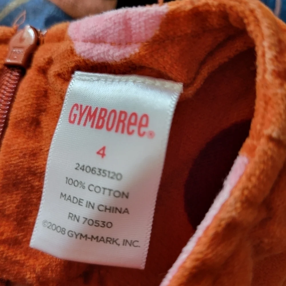 Gymboree Little Girls 4 Orange Sleeveless Corduroy Dress Colorful Polka Dots